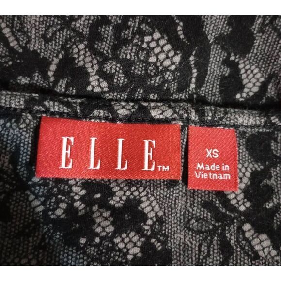 Elle‎ Shirt Ladies Extra Small Black Gray Floral Boat Neck Long Sleeve - Picture 6 of 8